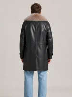 Men's Trench 3/4 Black Leather Peacoat