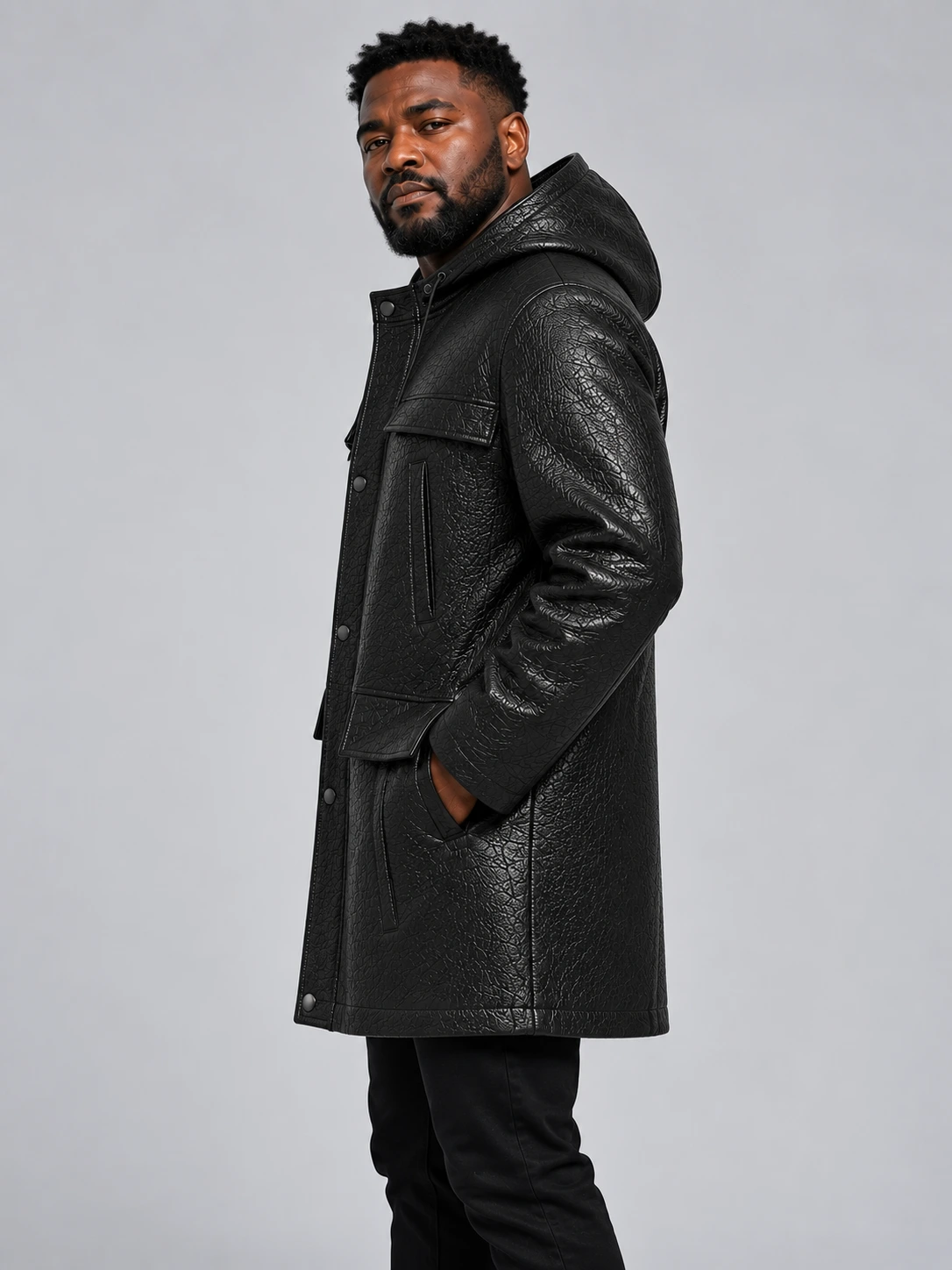 Men's Hooded Parka Coat with Zip
