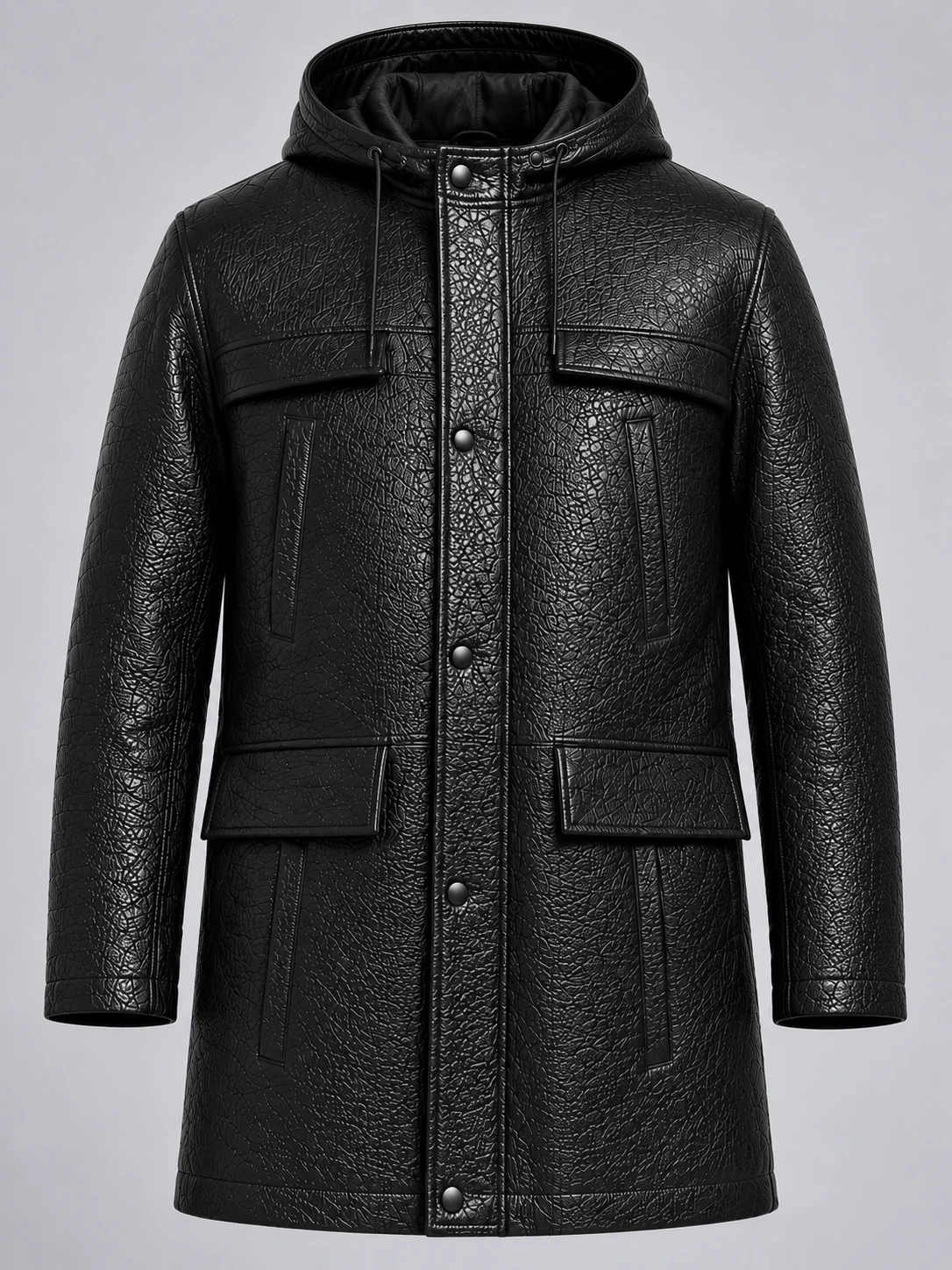Men's Hooded Parka Coat with Zip