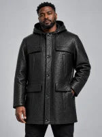 Men's Hooded Parka Coat with Zip