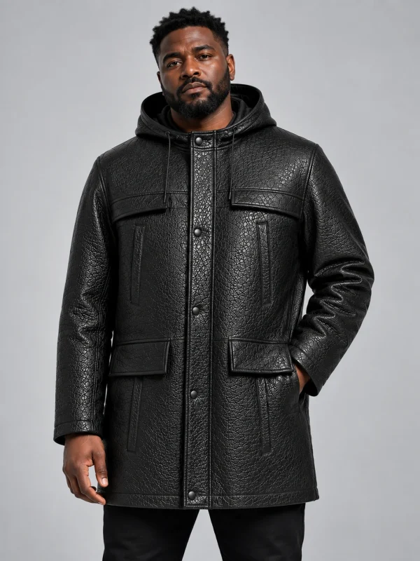 Men's Hooded Parka Coat with Zip