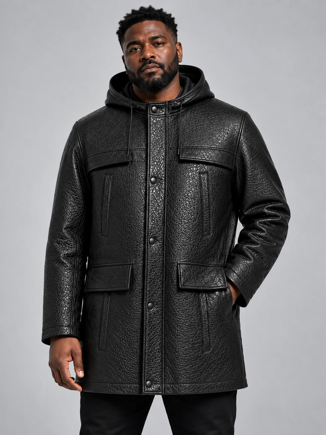 Men's Hooded Parka Coat with Zip