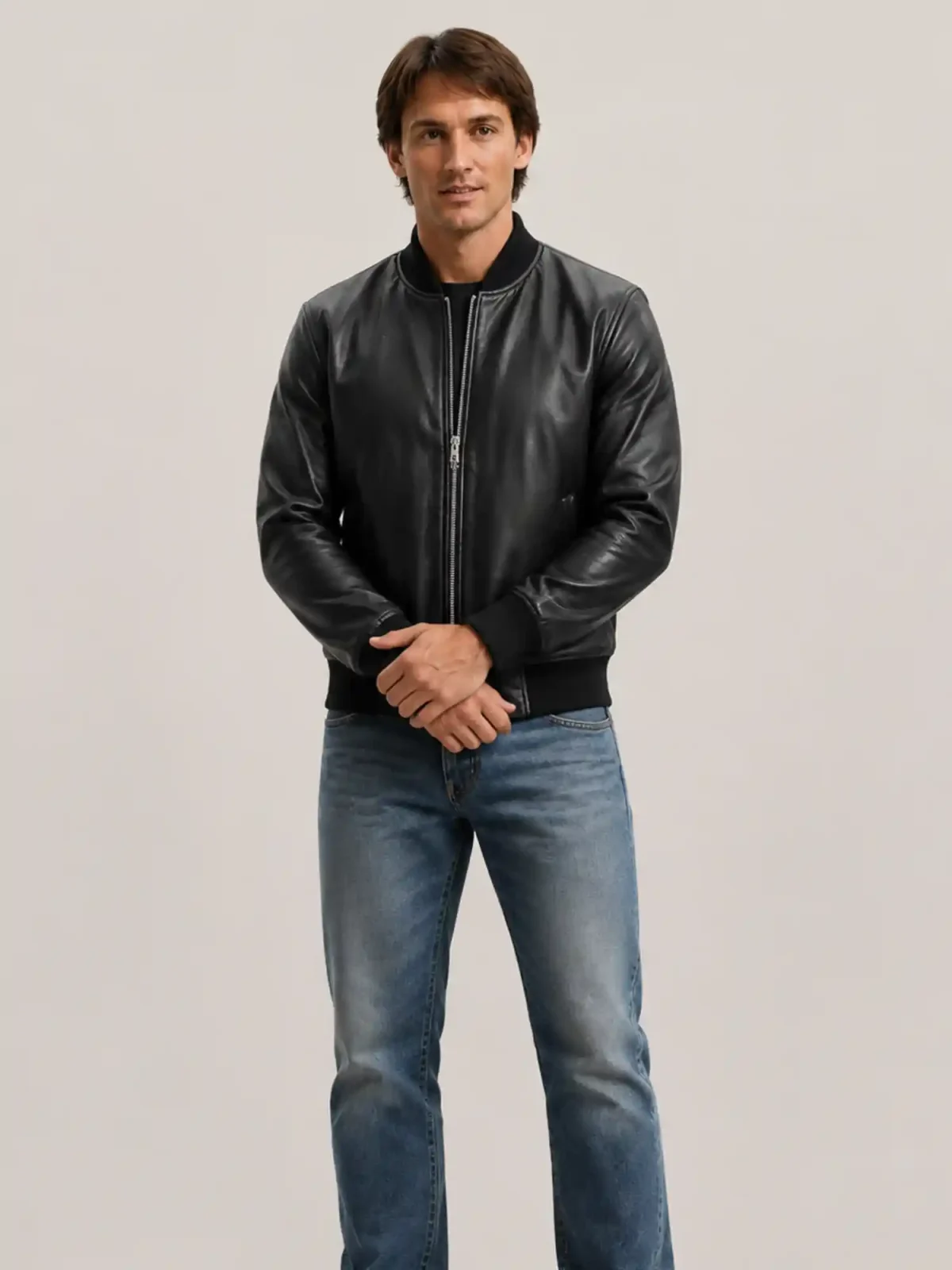 Men's Black Light Weight Leather Jacket