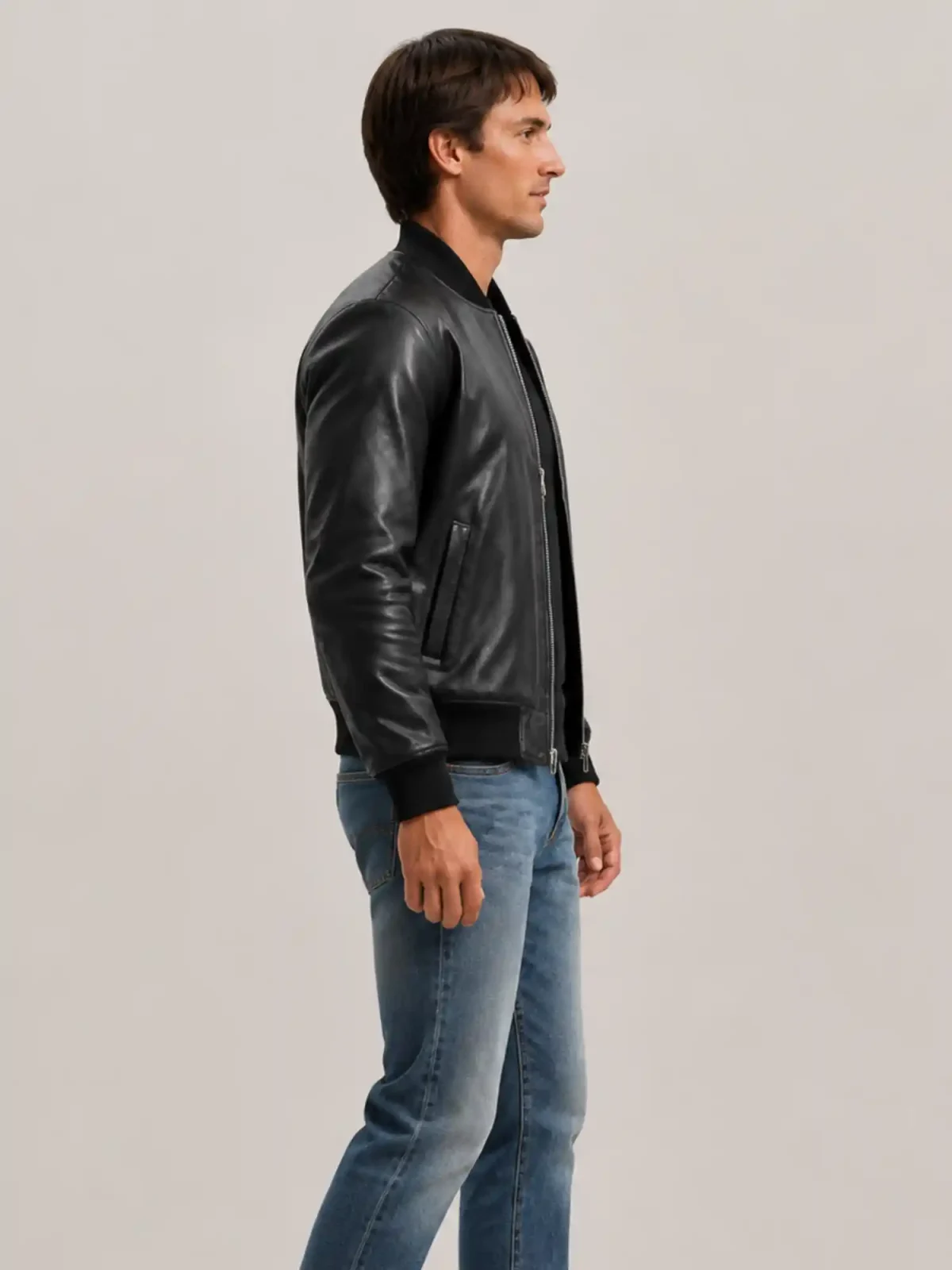 Men's Black Light Weight Leather Jacket