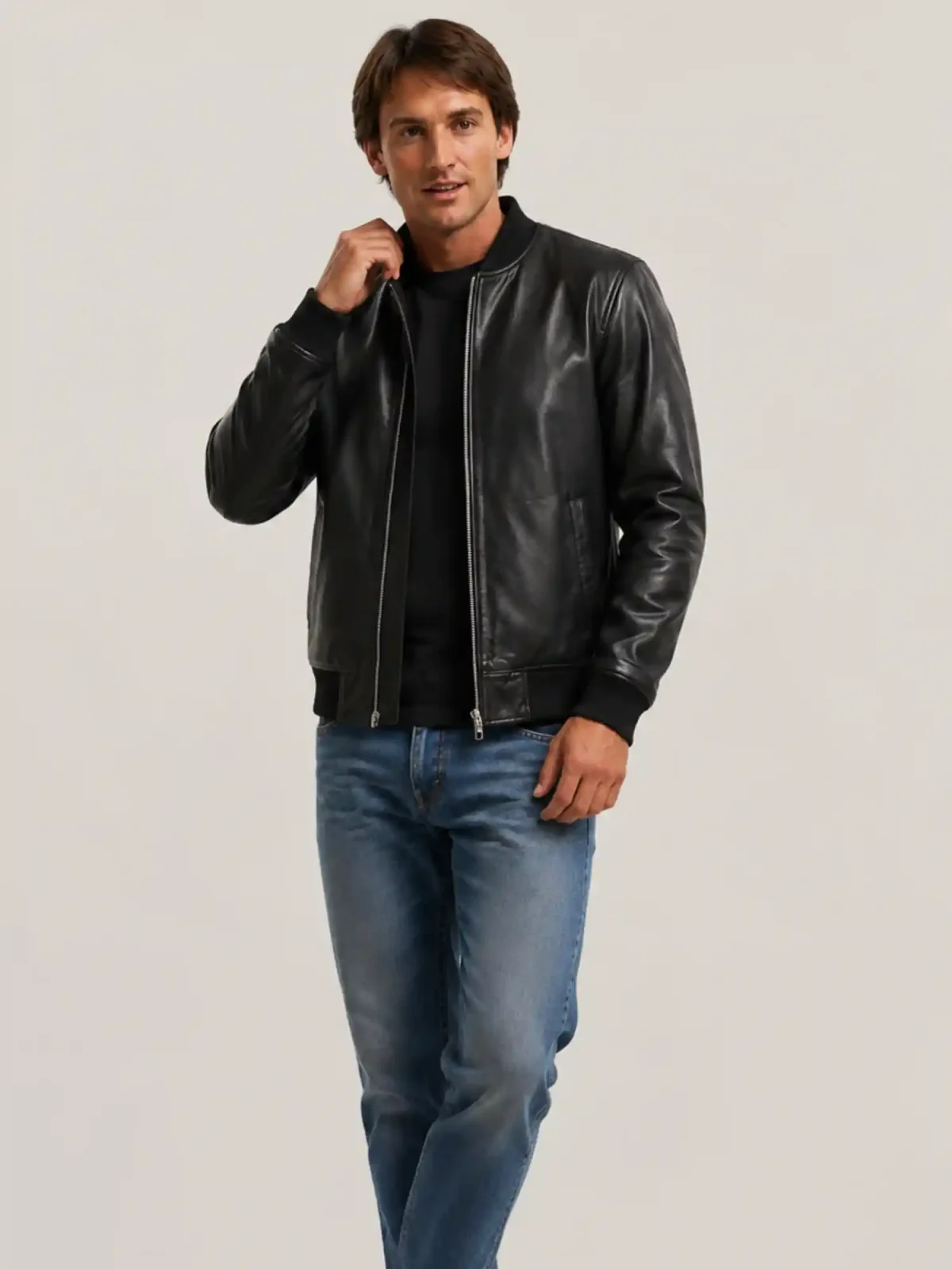 Men's Black Light Weight Leather Jacket