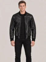 Men's Black Suede Bomer leather jacket