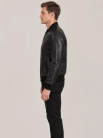 Men's Black Suede Bomer leather jacket