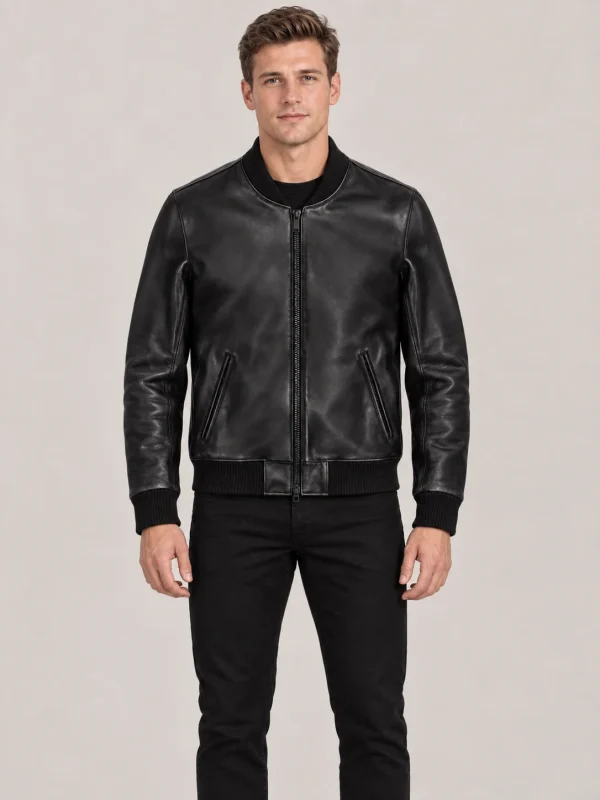 Men's Black Suede Bomer leather jacket