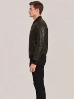 Men's Dark Olive Suede Bomer leather jacket