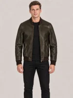 Men's Dark Olive Suede Bomer leather jacket