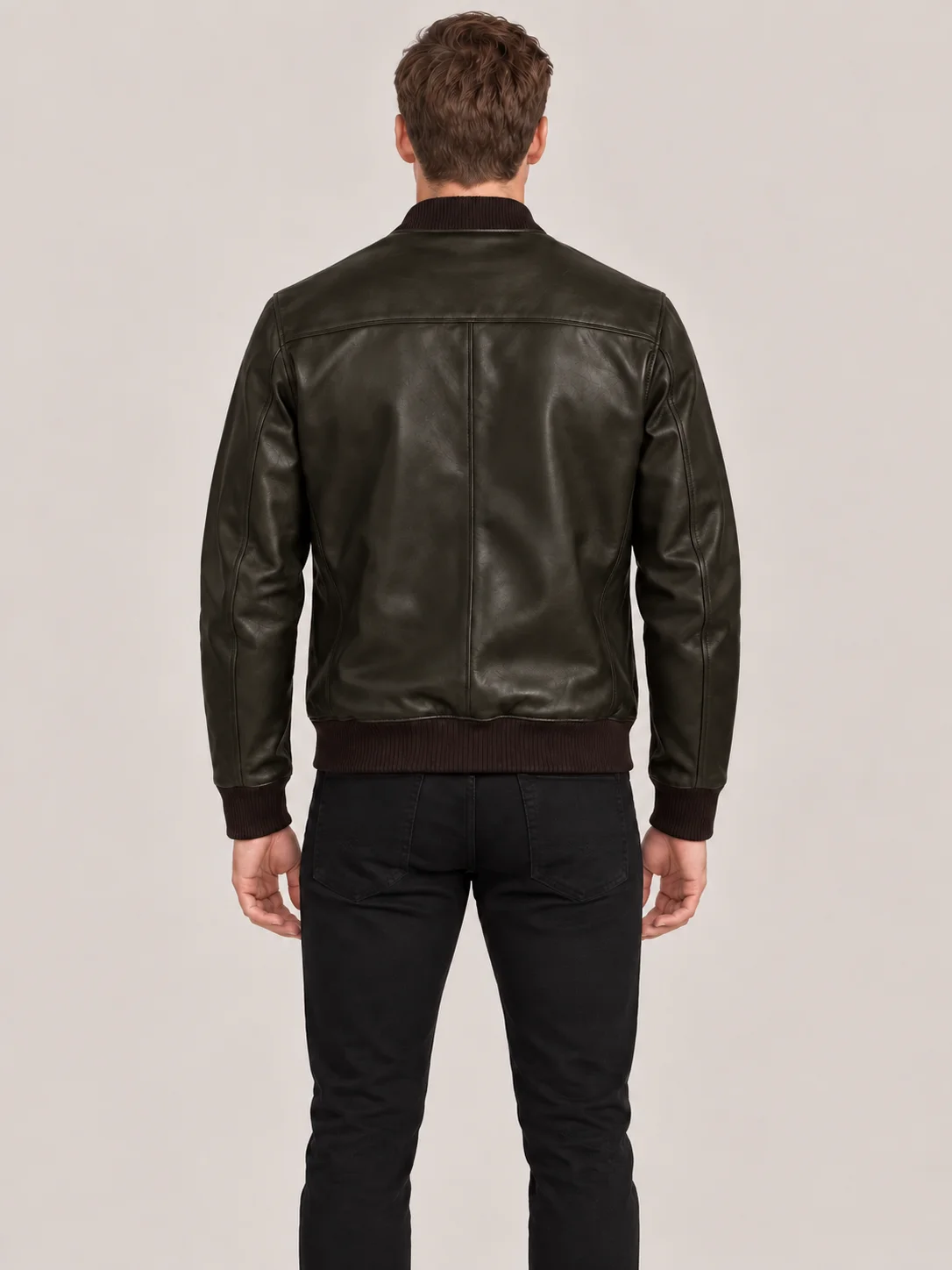 Men's Dark Olive Suede Bomer leather jacket