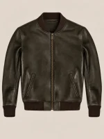 Men's Dark Olive Suede Bomer leather jacket