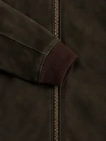 Men's Dark Olive Suede Bomer leather jacket