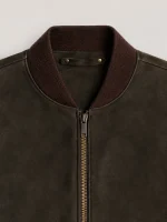 Men's Dark Olive Suede Bomer leather jacket