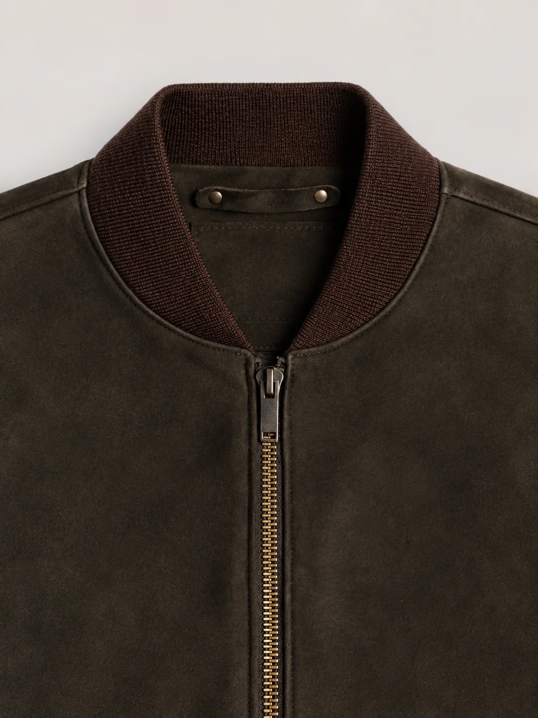 Men's Dark Olive Suede Bomer leather jacket