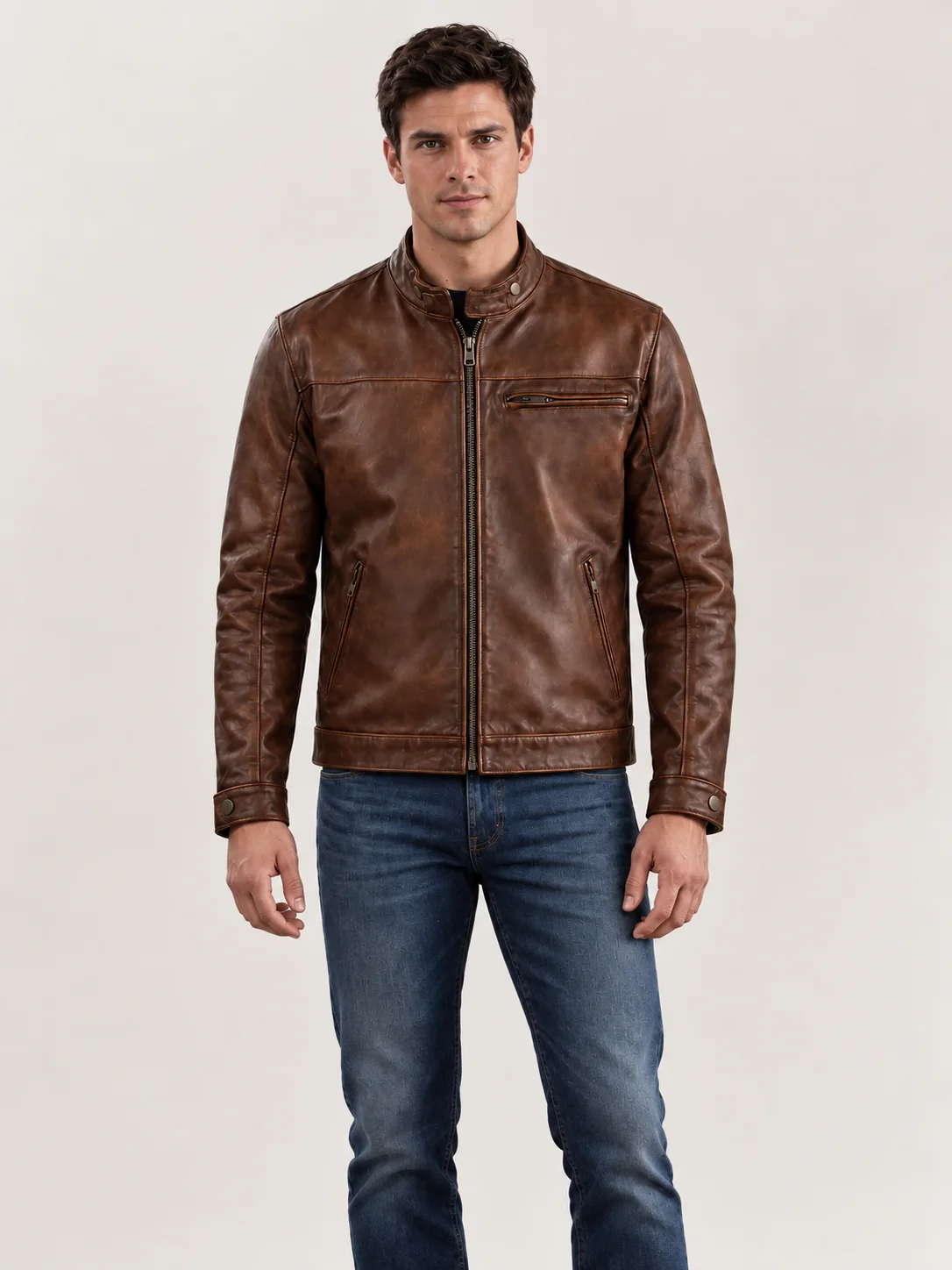 Men's Bourbon Roadster Leather Jacket