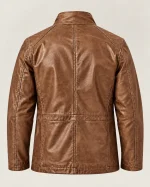 Men's Sandstone Washed Car Coat with Contrast Placket