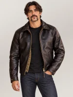 Men's Classic Brown Bomber Cowhide Leather Jacket