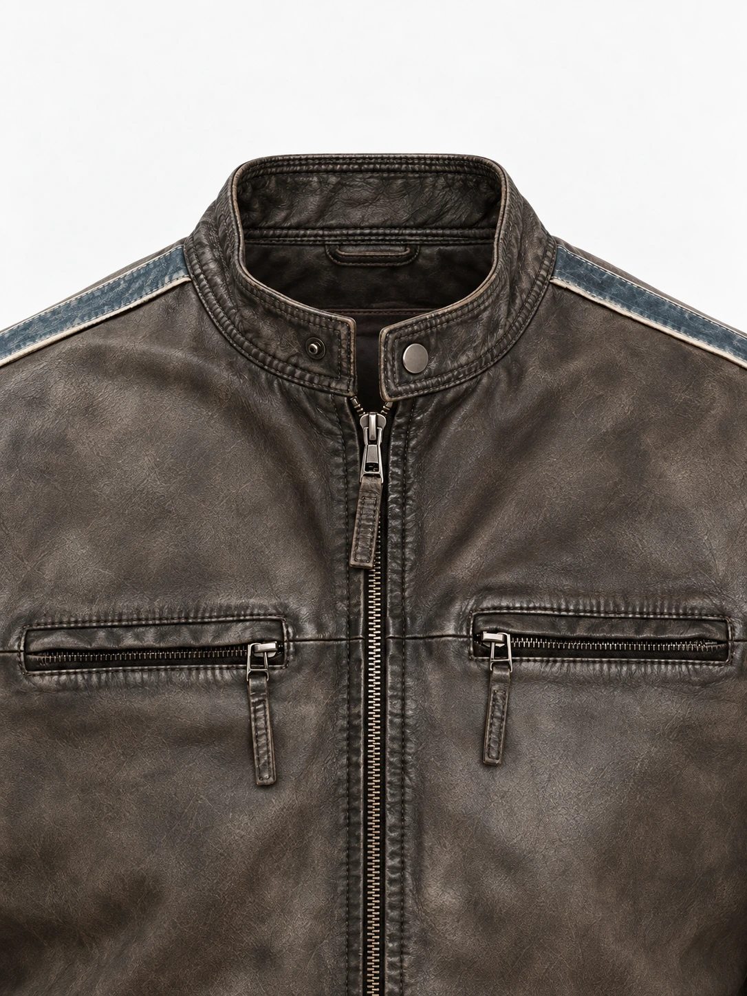 Men's Racing Stripe Leather Jacket