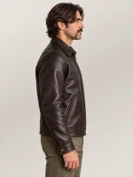 Men's Classic Brown Bomber Cowhide Leather Jacket