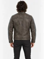 Men's Racing Stripe Leather Jacket
