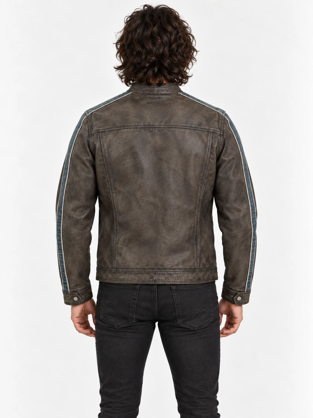 Men's Racing Stripe Leather Jacket