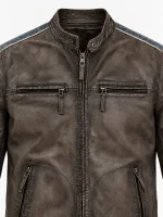 Men's Racing Stripe Leather Jacket