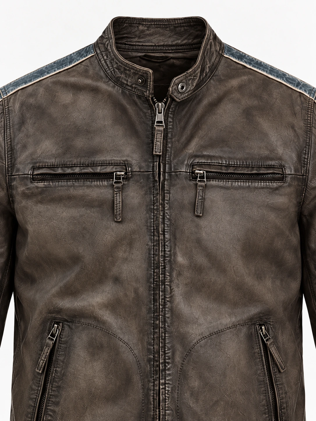 Men's Racing Stripe Leather Jacket