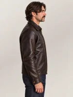 Men's Classic Brown Bomber Cowhide Leather Jacket