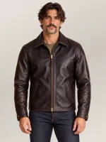 Men's Classic Brown Bomber Cowhide Leather Jacket