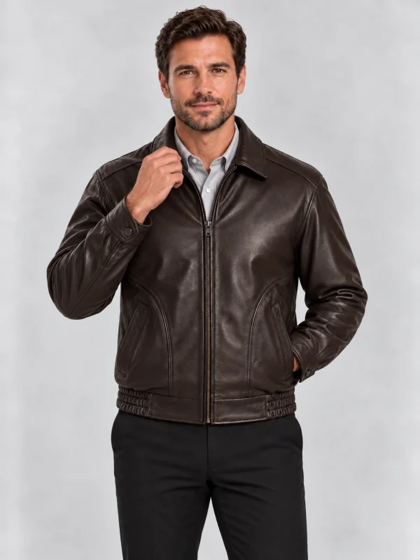 Men's Brown All American Bomber Leather Jacket