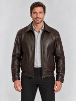 Men's Brown All American Bomber Leather Jacket