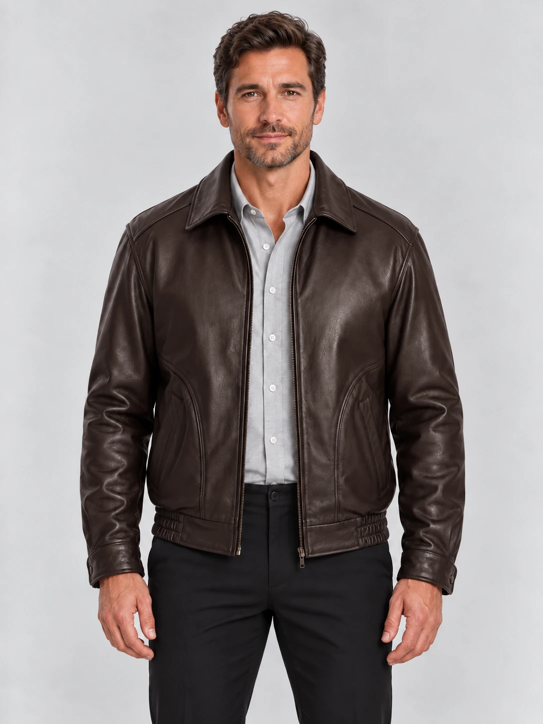 Men's Brown All American Bomber Leather Jacket