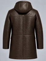 Men's Brown Hooded Parka Coat with Zip
