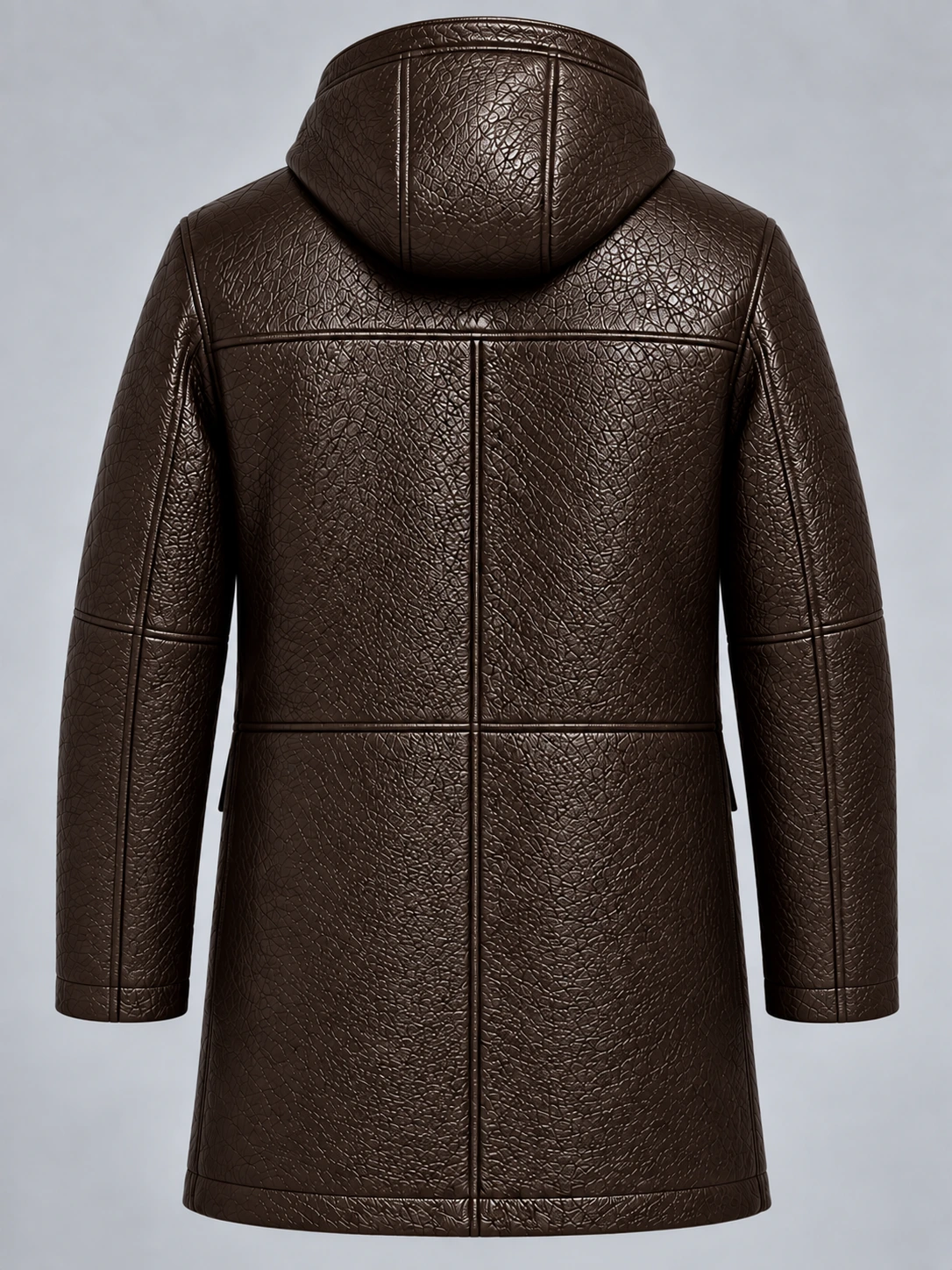 Men's Brown Hooded Parka Coat with Zip