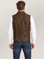 Men’s Brown Nubuck Bison Ranchers Leather Vest