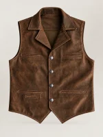 Men’s Brown Nubuck Bison Ranchers Leather Vest