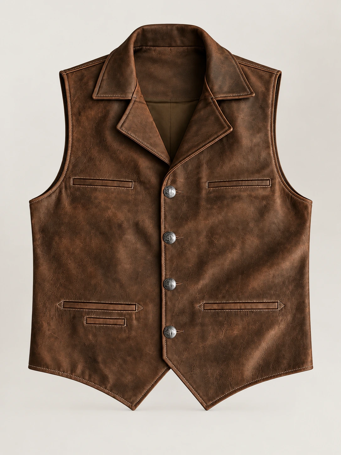 Men’s Brown Nubuck Bison Ranchers Leather Vest