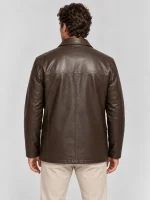 Men's  Brown Premium Four Button Car Leather Coat