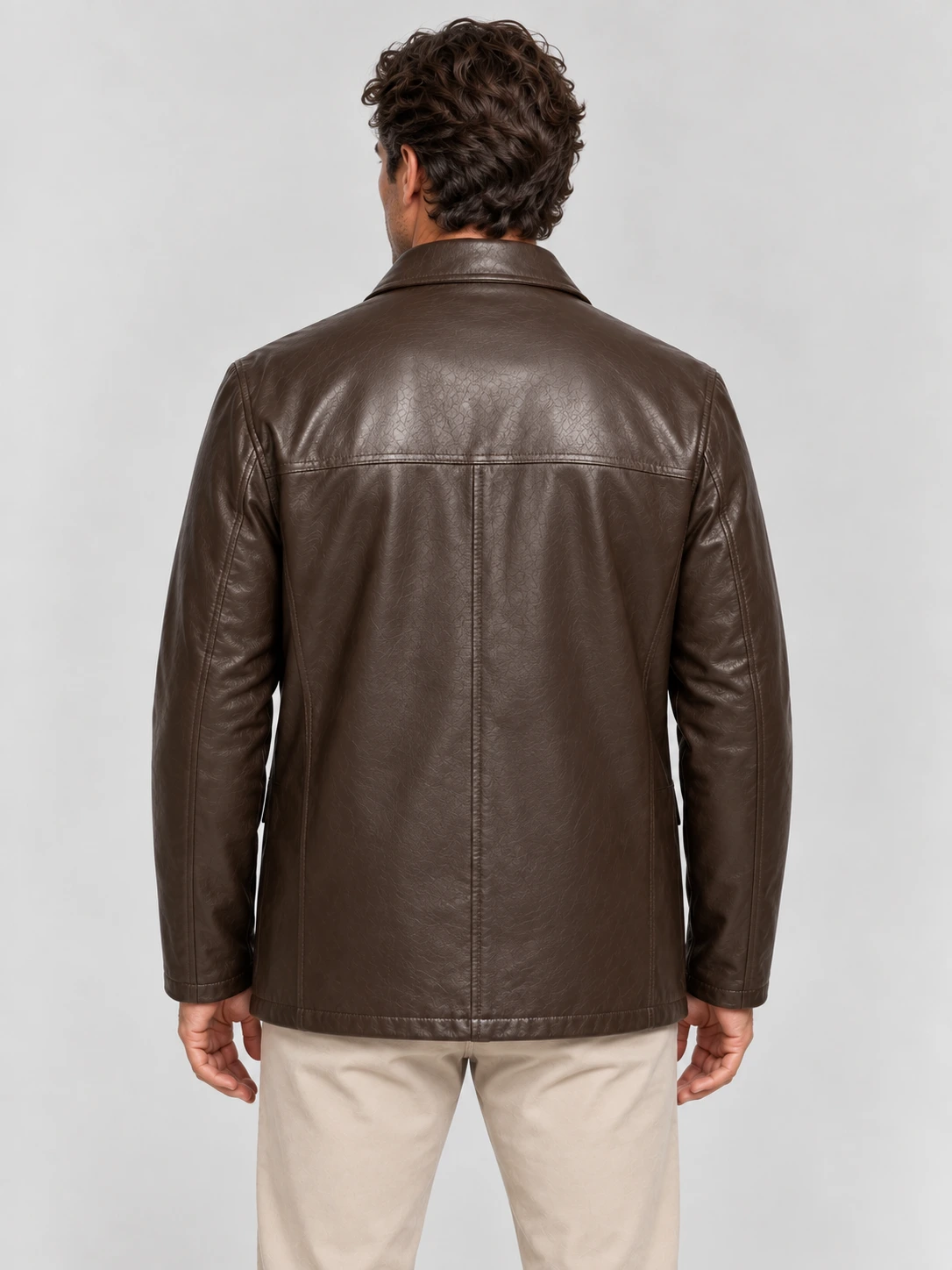 Men's  Brown Premium Four Button Car Leather Coat