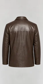 Men's  Brown Premium Four Button Car Leather Coat