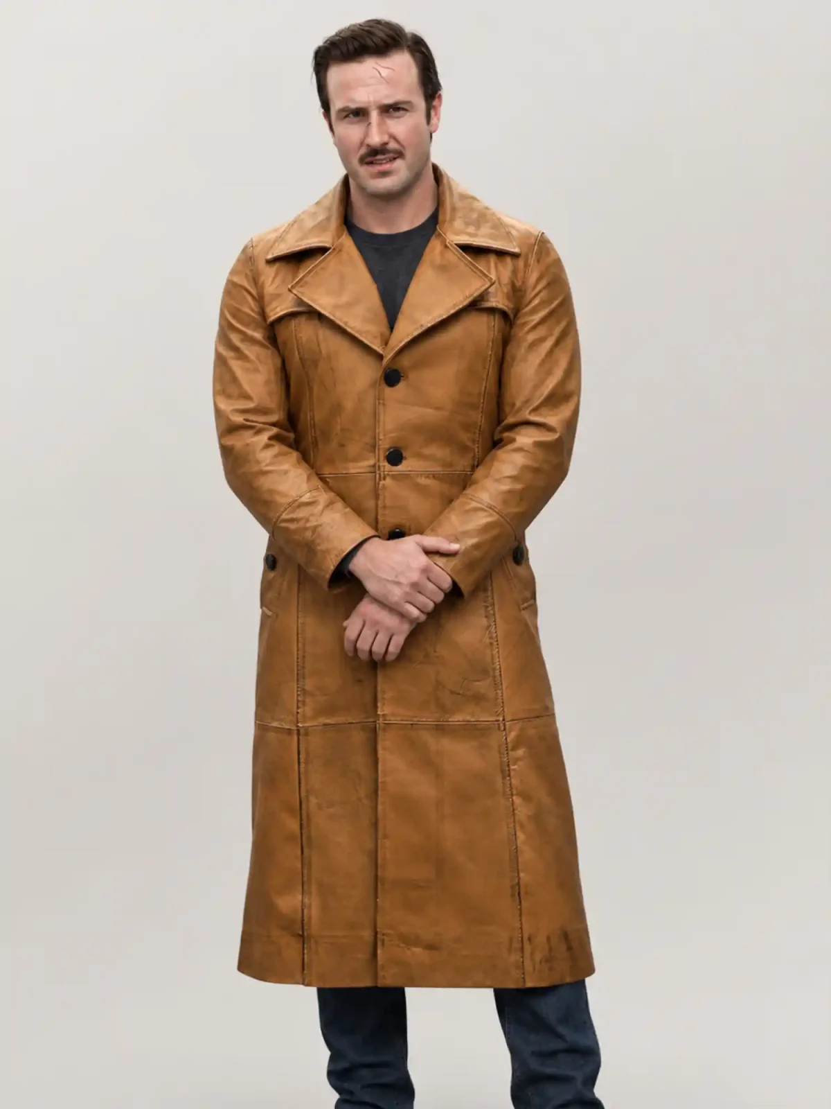 Men's Halloween Duster Leather Coat