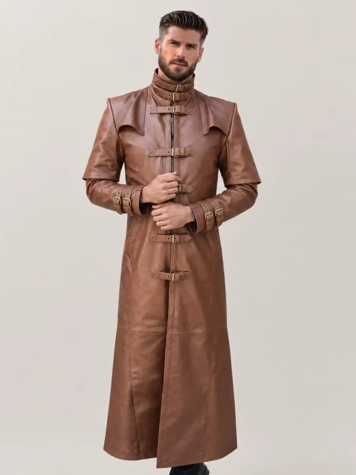 Men's Halloween Steam Punk Leather Coat