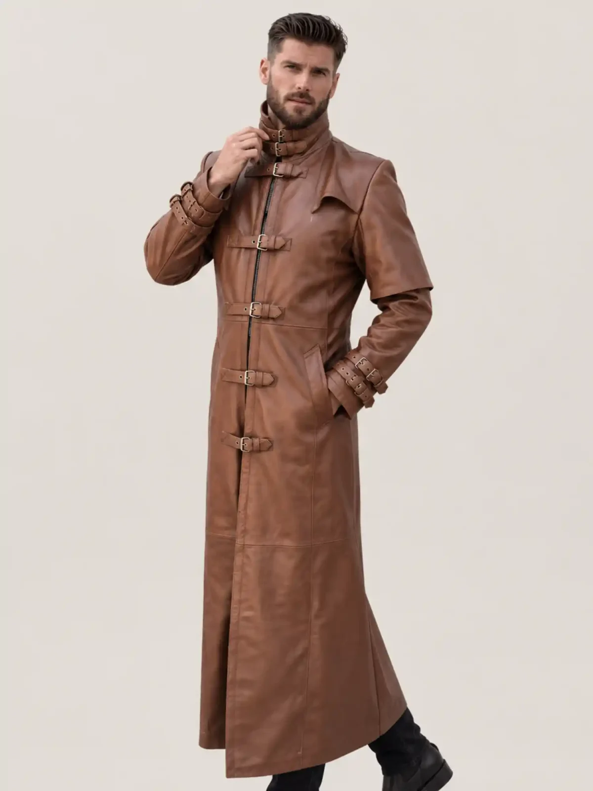 Men's Halloween Steam Punk Leather Coat