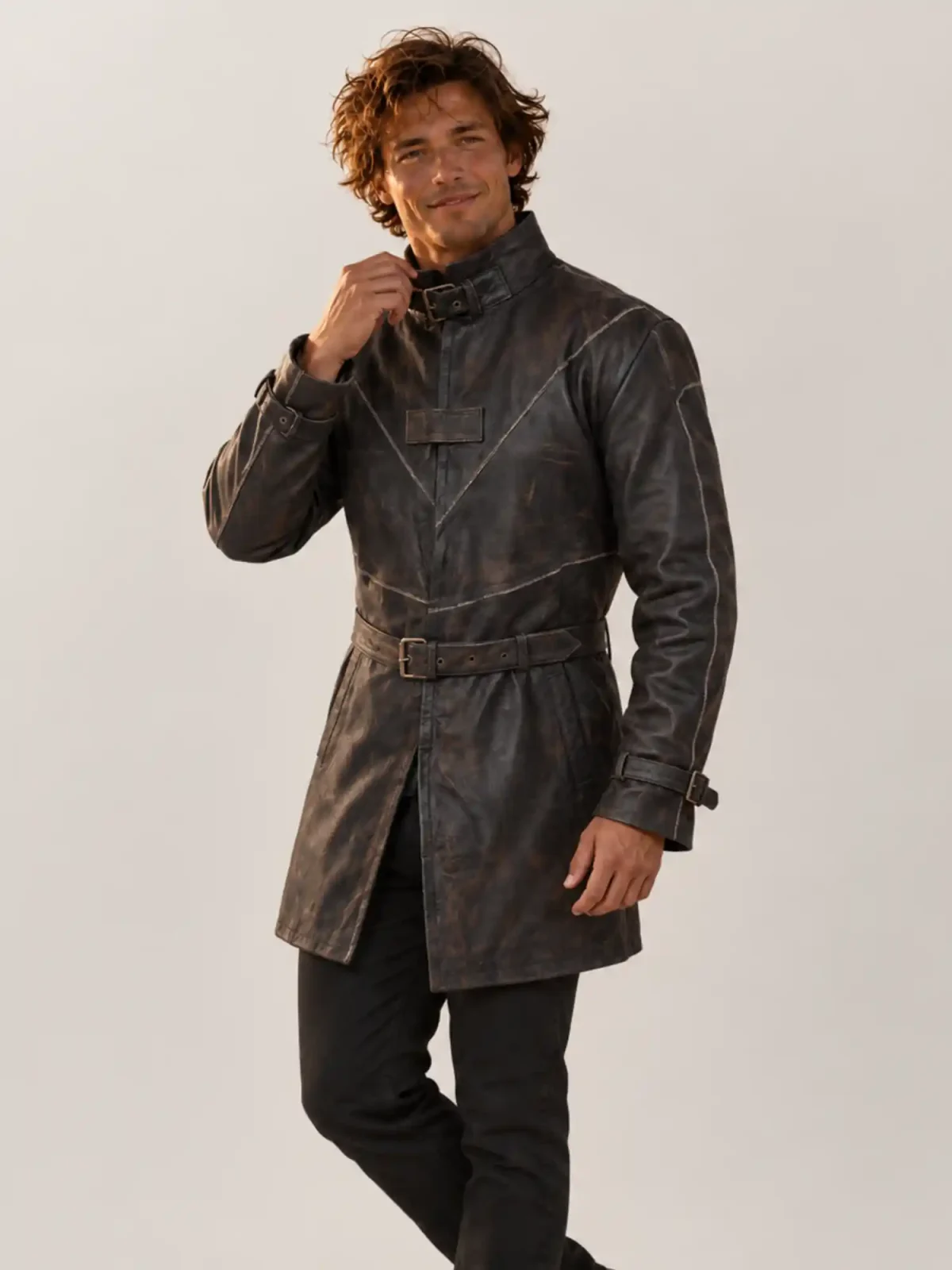Men's Watch Dog Halloween Leather Coat