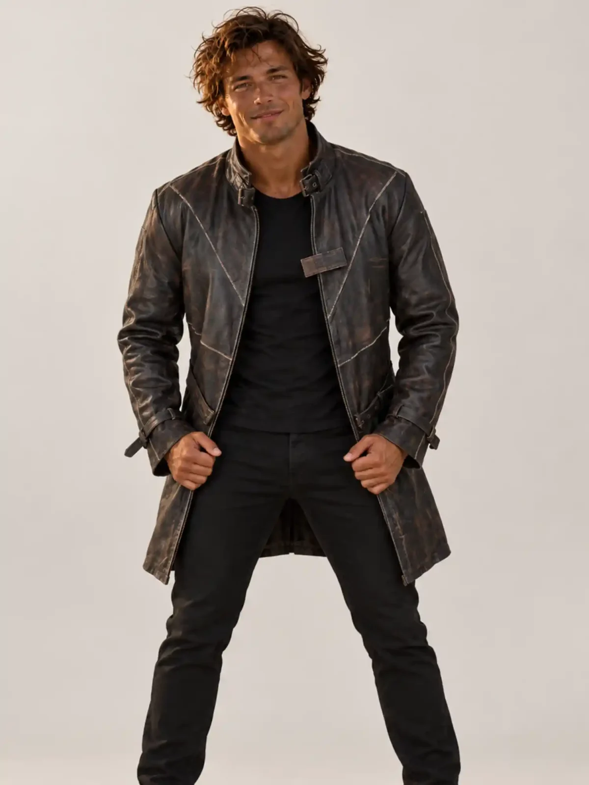 Men's Watch Dog Halloween Leather Coat
