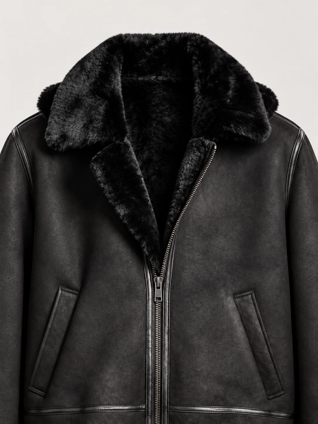 Men's Black Bronco Hood Leather Jacket