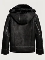Men's Black Bronco Hood Leather Jacket
