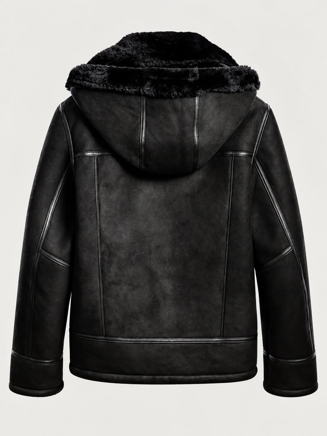 Men's Black Bronco Hood Leather Jacket