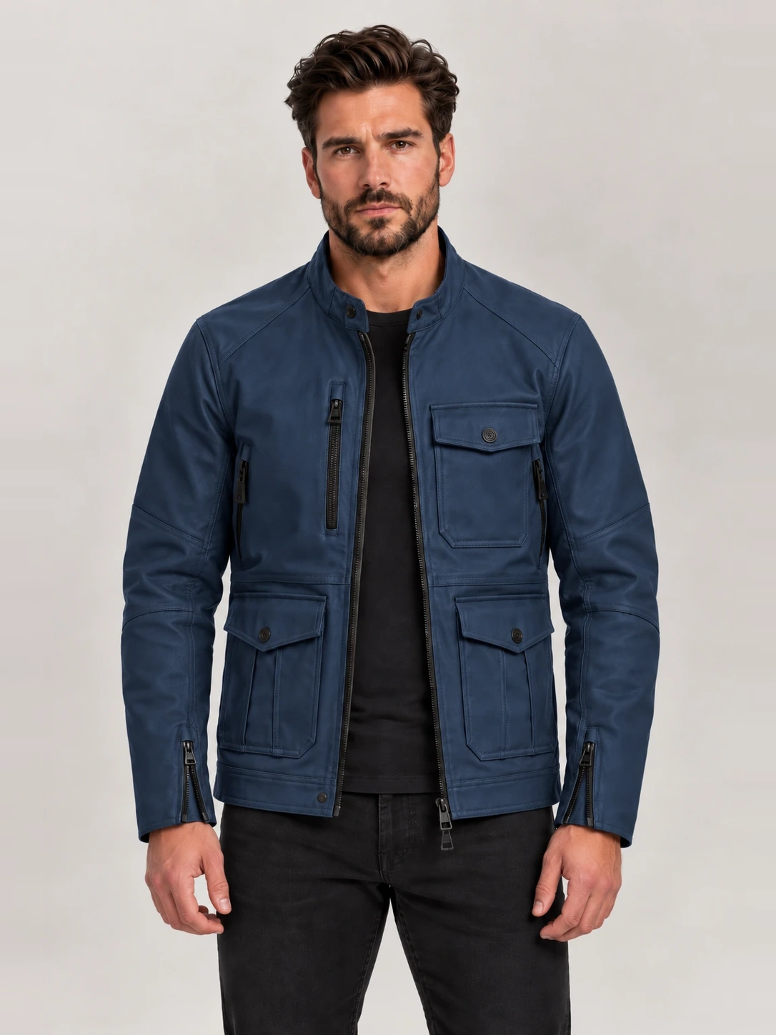 Men's Blue Mulholland Motorcycle Jacket